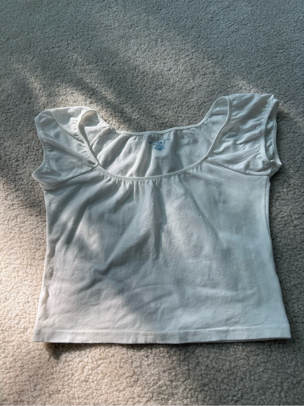 Brandy Melville White Scoop Cap Sleeve Crop Top
